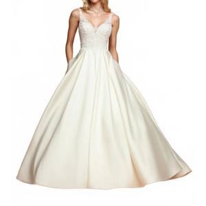 NEW DAVINCI BRIDAL sleek mikado a-line gown in ivory